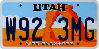 UT license plate W923MG