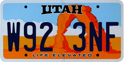 UT license plate W923NF