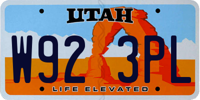 UT license plate W923PL