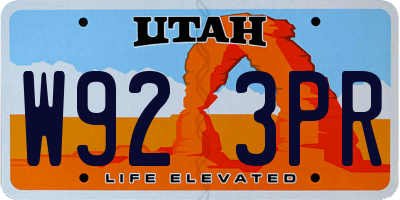 UT license plate W923PR