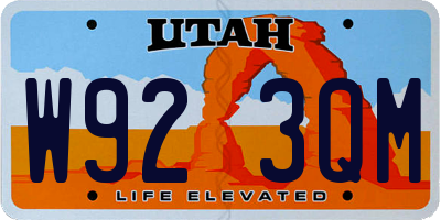 UT license plate W923QM