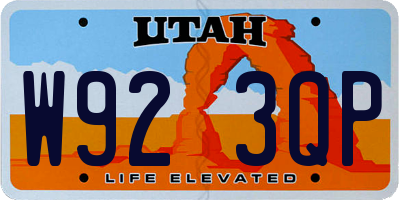 UT license plate W923QP