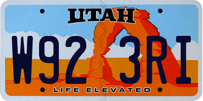 UT license plate W923RI