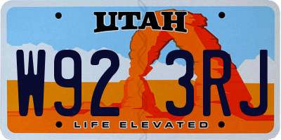 UT license plate W923RJ