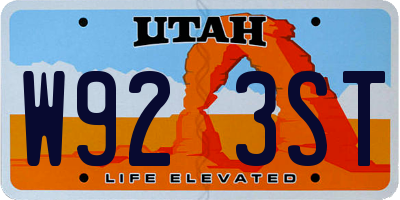 UT license plate W923ST