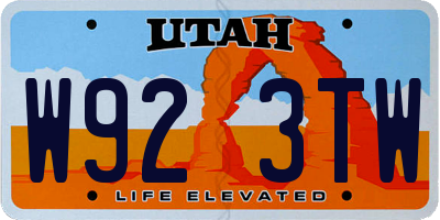 UT license plate W923TW