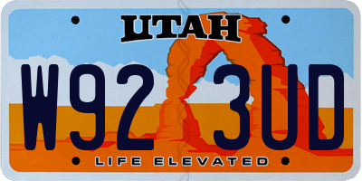 UT license plate W923UD