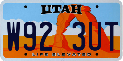 UT license plate W923UT