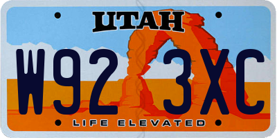 UT license plate W923XC