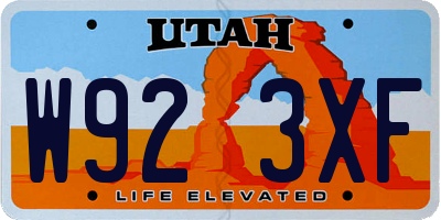 UT license plate W923XF