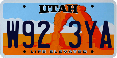 UT license plate W923YA