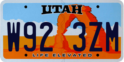 UT license plate W923ZM