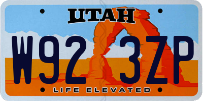 UT license plate W923ZP