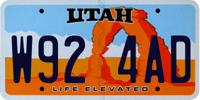 UT license plate W924AD