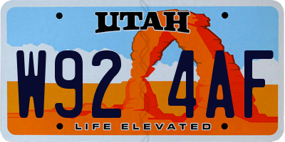 UT license plate W924AF