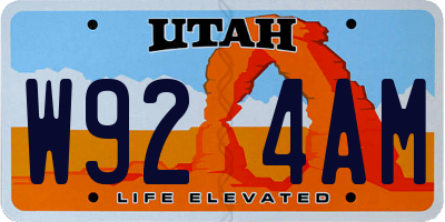 UT license plate W924AM