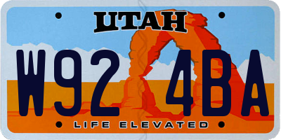 UT license plate W924BA