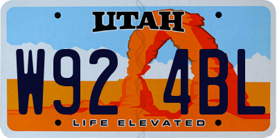 UT license plate W924BL