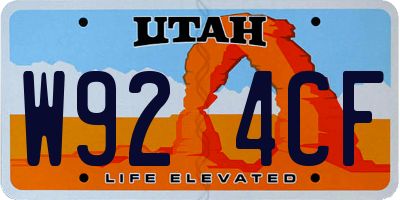 UT license plate W924CF