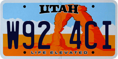 UT license plate W924CI