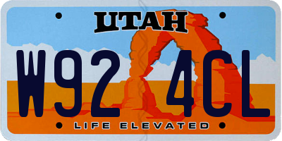 UT license plate W924CL
