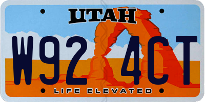 UT license plate W924CT