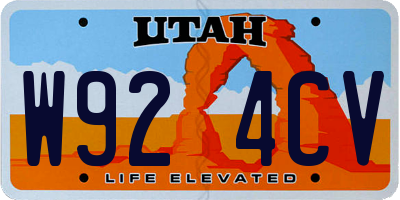 UT license plate W924CV