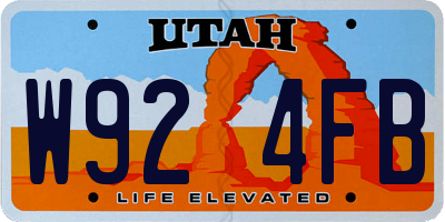 UT license plate W924FB