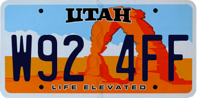 UT license plate W924FF