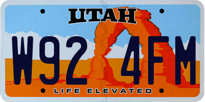 UT license plate W924FM