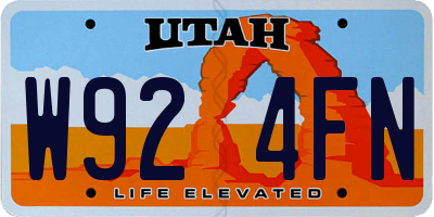 UT license plate W924FN