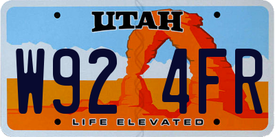 UT license plate W924FR