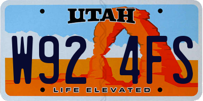 UT license plate W924FS