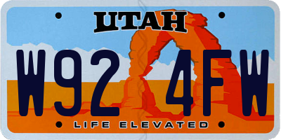 UT license plate W924FW