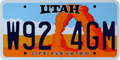 UT license plate W924GM