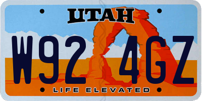 UT license plate W924GZ