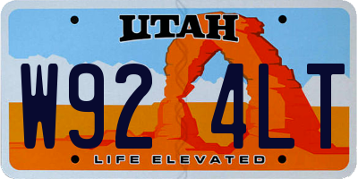 UT license plate W924LT