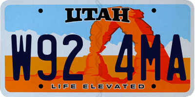 UT license plate W924MA