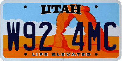 UT license plate W924MC