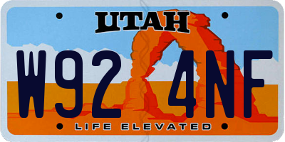 UT license plate W924NF