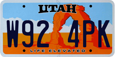 UT license plate W924PK