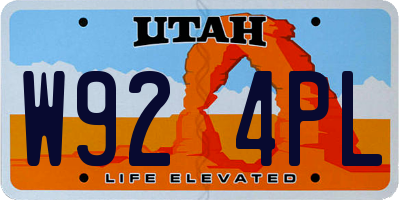 UT license plate W924PL