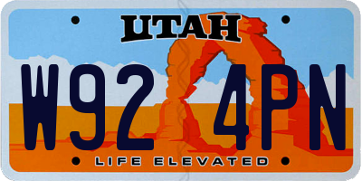 UT license plate W924PN