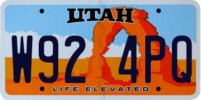UT license plate W924PQ