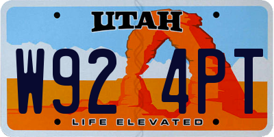 UT license plate W924PT