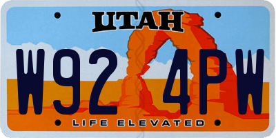 UT license plate W924PW