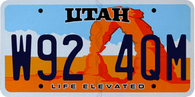 UT license plate W924QM
