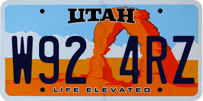 UT license plate W924RZ