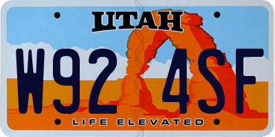 UT license plate W924SF