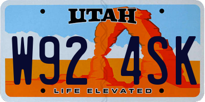 UT license plate W924SK